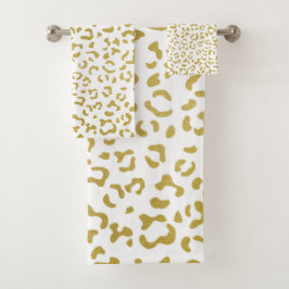 Conjunto De Toalhas Leopardo Dourado, Brilho Dourado, Impressão Leopar