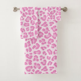 Conjunto De Toalhas Leopardo, Pink Line