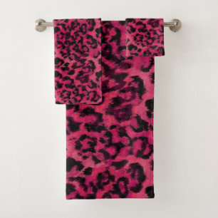 Conjunto De Toalhas Leopardo rosa claro e de manchas pretas