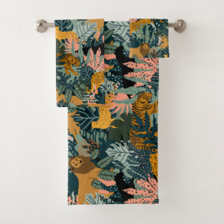 Conjunto De Toalhas Leopardo Tropical e padrão da selva de Impressão T