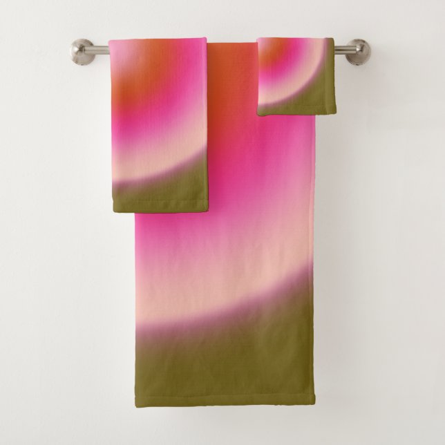 Conjunto De Toalhas Les Couleurs 05 Gradient Olive E Aura Rosa (Insitu)