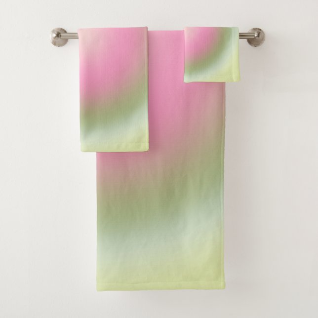 Conjunto De Toalhas Les Couleurs 07 Gradient Pink E Green Aura (Insitu)