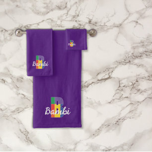 Conjunto De Toalhas Letra clássica B, cor roxa