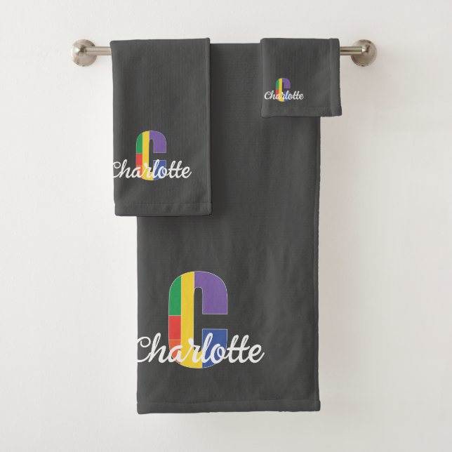 Conjunto De Toalhas Letra clássica C cinzas coloridas (Insitu)