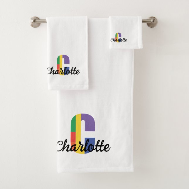 Conjunto De Toalhas Letra clássica C com cor branca (Insitu)