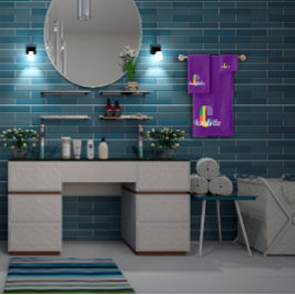 Conjunto De Toalhas Letra clássica C, cor roxa