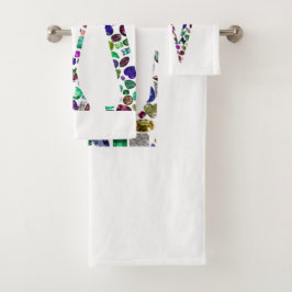 Conjunto De Toalhas Letra inicial W Gemstone Design