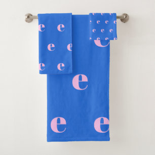 Conjunto De Toalhas Letra Minúscula Moderna Azul Brilho Rosa