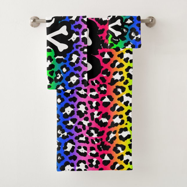 Conjunto De Toalhas LGBT Rainbow Jolly Roger Leopard Print (Insitu)