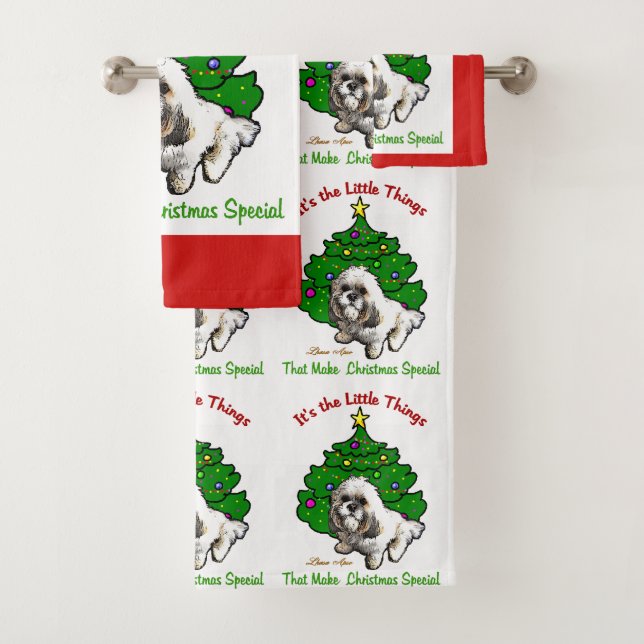 Conjunto De Toalhas Lhasa Apso Christmas (Insitu)