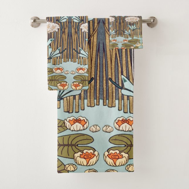 Conjunto De Toalhas Libélulas Lírios Aquáticos Arte Nova (Insitu)