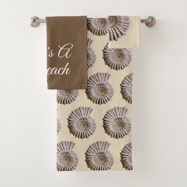 Conjunto De Toalhas Life's A Beach Spiral Tan Seashells (Insitu)