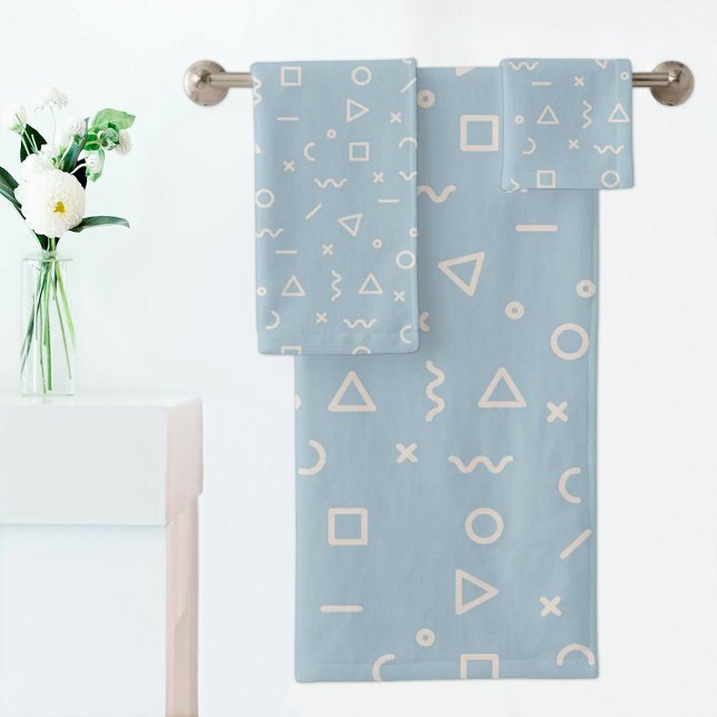 Conjunto De Toalhas Light Blue Memphis Pattern Towel (Criador carregado)
