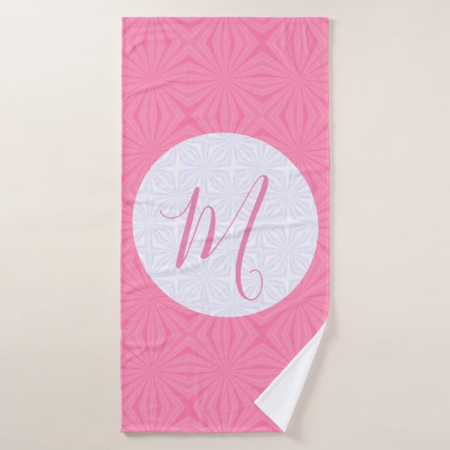 Conjunto De Toalhas Light Pink Squiggly Squares Personalize Initial  (Toalha de Banho)
