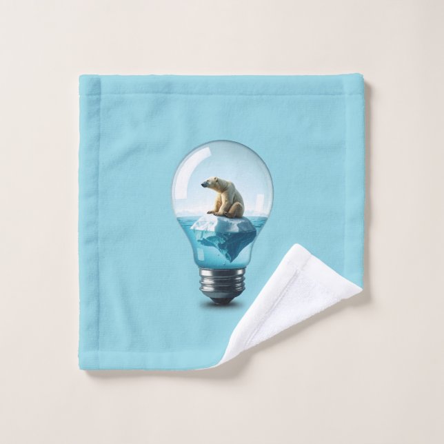 Conjunto De Toalhas Lightbulb Iceberg - Polar Bear in a Lightbulb (Pano de lavar)
