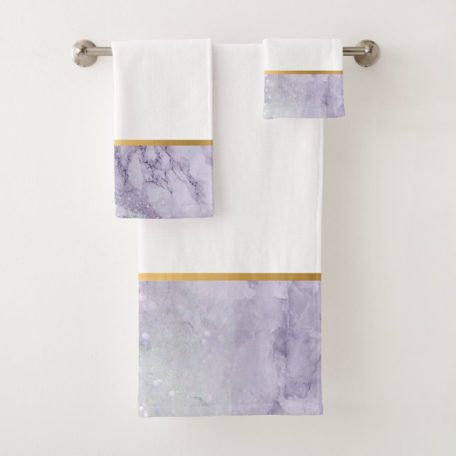 CONJUNTO DE TOALHAS LILAC MARBLE DOURADO BATHROOM TOWET (Insitu)