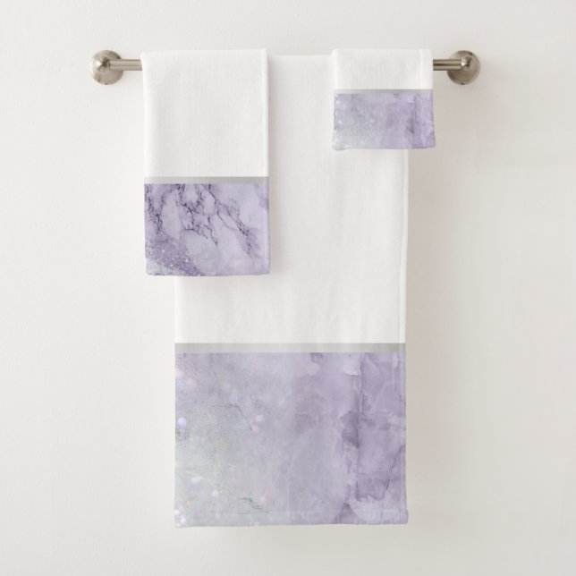 CONJUNTO DE TOALHAS LILAC MARBLE SILVER BATHROOM TOWEL SET (Insitu)