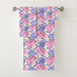 Conjunto De Toalhas Lilac Rosa Ativo do anos 80 Memphis