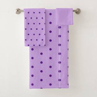 Conjunto De Toalhas Lilás Roxo Lavanda Bolinhas Pontilhadas Lilac