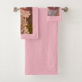 Conjunto De Toalhas Lillies Rosa Bloqueando