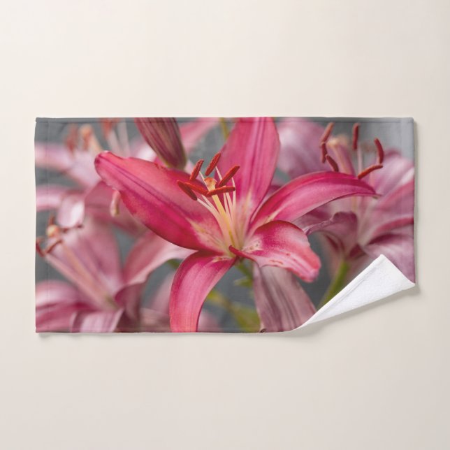 Conjunto De Toalhas Lily Asiática Rosa, Fotografia Flor (Toalha de mão)