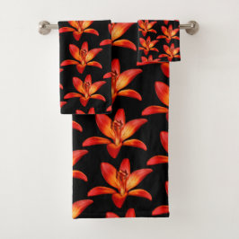 Conjunto De Toalhas Lily Gran Paradiso, Linda Laranja Vermelha Asiátic