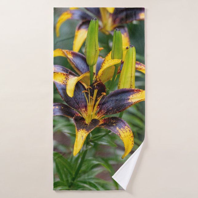 Conjunto De Toalhas Lily Híbrida Asiática Negra, Fotografia Flor (Toalha de Banho)