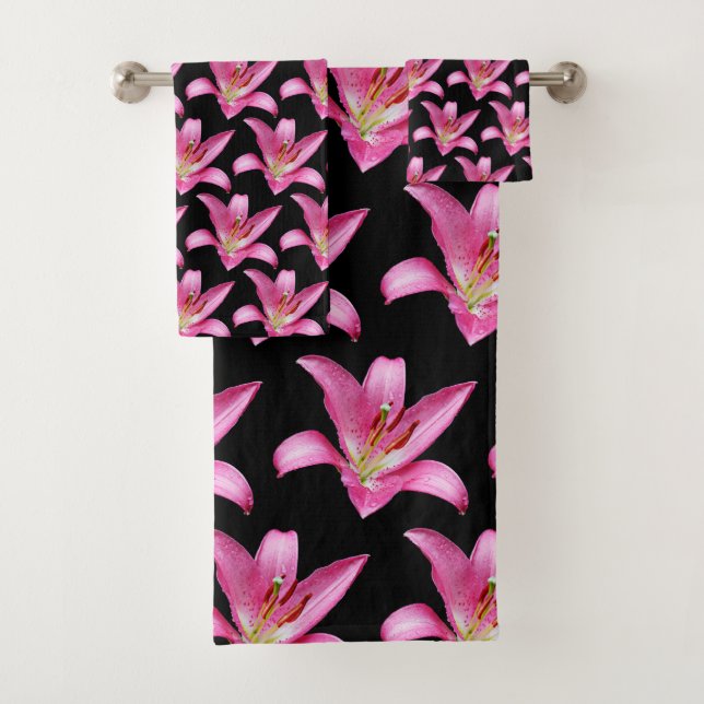 Conjunto De Toalhas Lily Lilium Stargazer, Flor Elegante Rosa (Insitu)