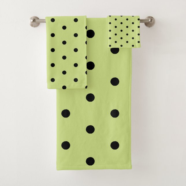 Conjunto De Toalhas Lima Chartreuse Caprichoso Pontos Pretos (Insitu)