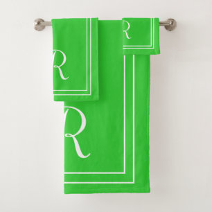 Conjunto De Toalhas Limão Verde Elegante Moderno e Monograma Branco