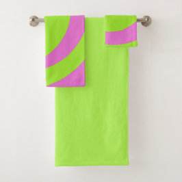 Conjunto De Toalhas Lime Green and Pink Abstract Art Towel Set