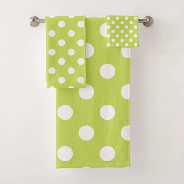 Conjunto De Toalhas Lime Verde Chartreuse & Pontos Brancos de Bolinhas (Insitu)