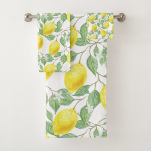 Conjunto De Toalhas Limões Citrus Fruta Yellow Pattery Trendy