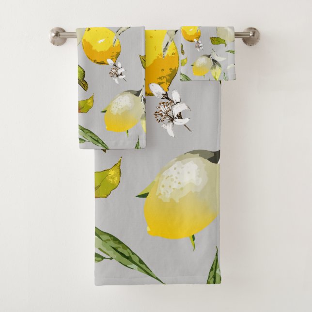 Conjunto De Toalhas Limões de aquarela 18 (Insitu)