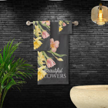Linda aguarela floral Moderno clássico preto