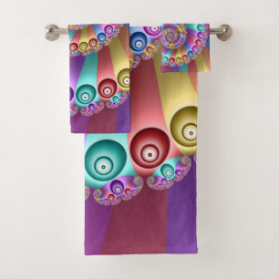Conjunto De Toalhas Linda Arco-Íris Colores Abstrato de Arte Fractal