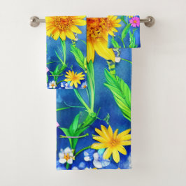 Conjunto De Toalhas Linda Borboleta Azul em Prado Flor