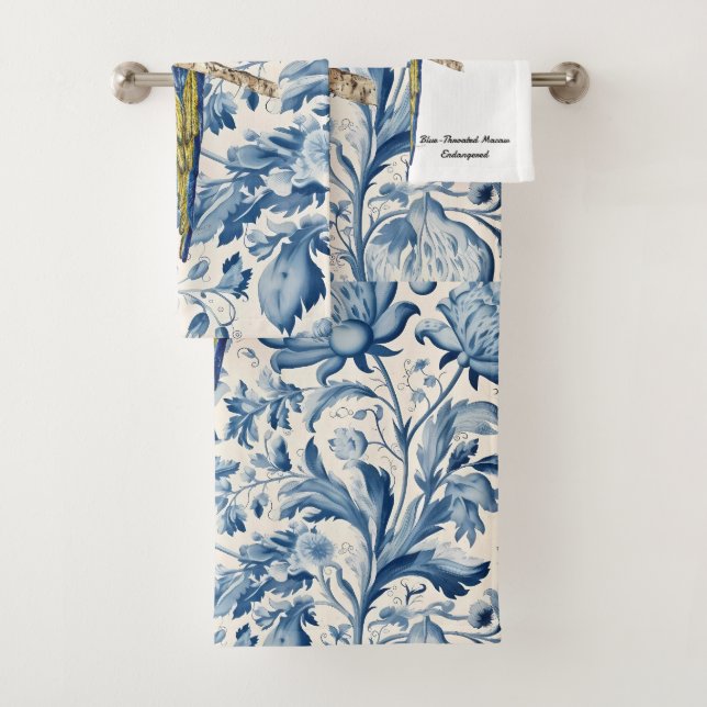 Conjunto De Toalhas Linda Macaw Ameaçada Pintada À Mão (Insitu)