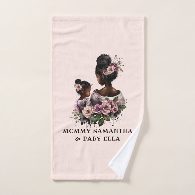 Conjunto De Toalhas Linda mãe negra e filha (7) (Toalha de mão)