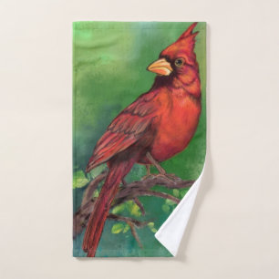 Conjunto De Toalhas Linda pintura de pássaro vermelho Norte