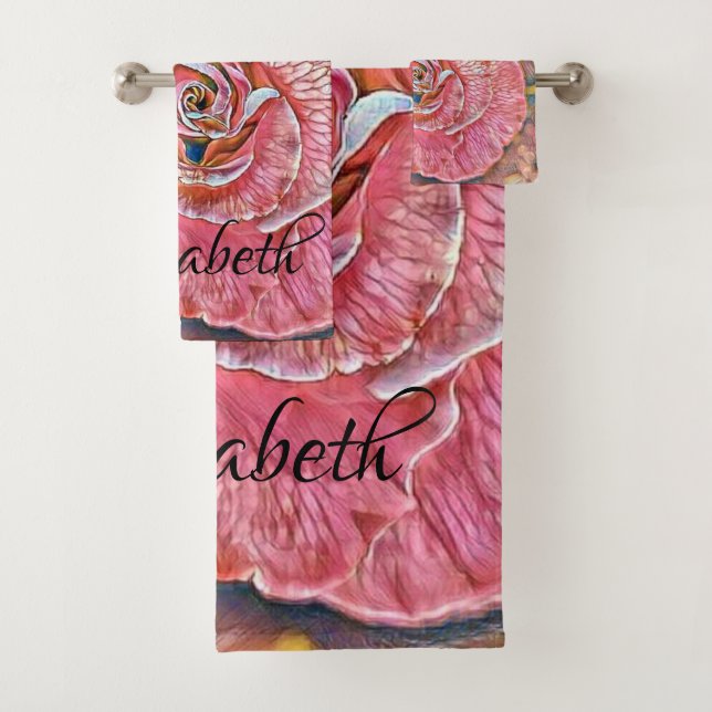 Conjunto De Toalhas Linda pintura de rosa-rosa (Insitu)