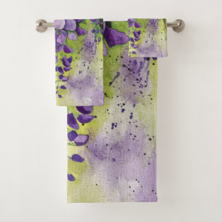Conjunto De Toalhas Lindas Flores De Wisteria Em Aquarela