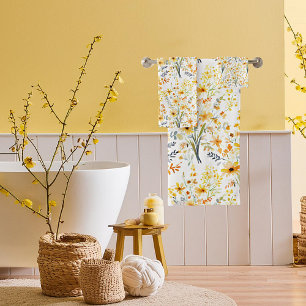 Conjunto De Toalhas Lindas flores silvestres amarelas da primavera