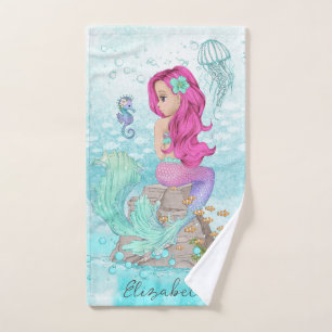 Conjunto De Toalhas Lindas Pequenas Sereias Aquarela