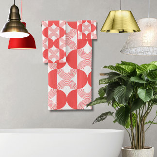 Conjunto De Toalhas Lindo desenho linear retrô dos anos 50 vermelho Mo