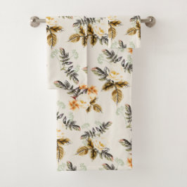 Conjunto De Toalhas Lindo Floral Marrom Outono Inverno Correspondente