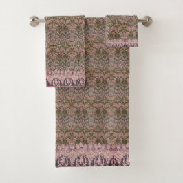 Conjunto De Toalhas Lindo floral William Morris forrado de renda rosa