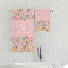 Conjunto De Toalhas Lindo nome personalizado com monograma feminino ro