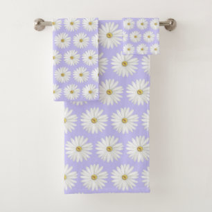 Conjunto De Toalhas Lindo padrão de flor de margarida em pervinca clar