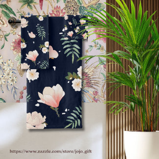 Conjunto De Toalhas Lindo padrão de flores feminino para ela em azul m